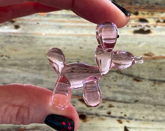 Ballon-Hundefigur, 5 cm rosa Lampwork Glashund