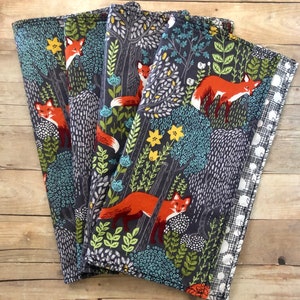 Cloth Napkins - Set of 4 OR 6 Michael Miller Into the Woods - 100% Cotton - 9&quot;x9&quot; Napkins - Double Sided -  Everyday Napkins - Table Napkins