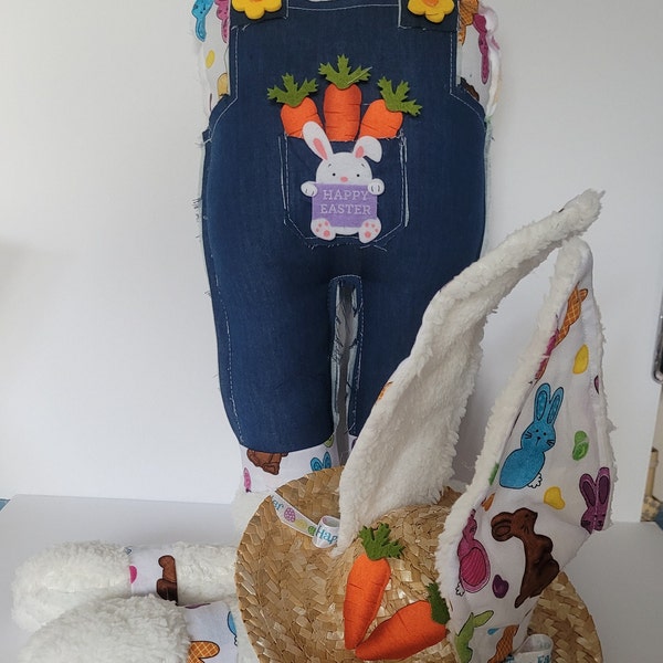 Boy Easter Demin Bunny Wreath Attachment, Overall Dress Bunny, Easter Bunny Attachment, Spring Decor, Easter, #WAAM