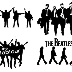 4 imagens dos Beatles (arquivo PNG) para cortadores cricut/outros