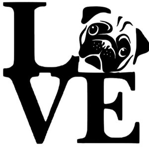Pug face love square png & svg files for cricut/other cutters