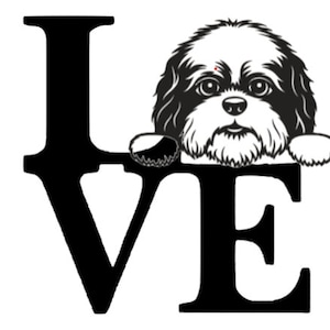 Shih-tzu love square png &svg fichiers pour cricut/autres coupeurs