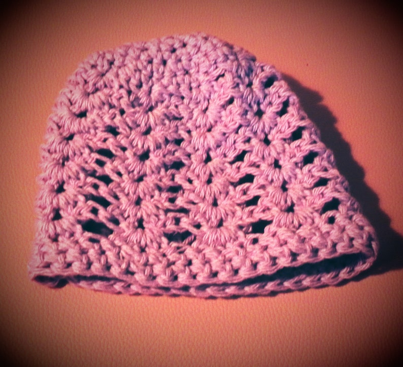 Lilac lace baby hat
