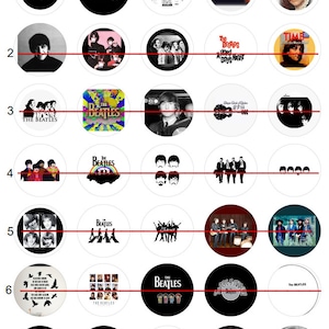 Beatles 1 Zoll Runden für Pins, Buttons, Magnete, etc. Set 7