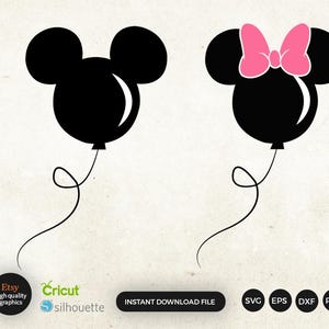 Two Mouse Balloons SVG Mouse SVG, Customize Gift Svg, Family Vacation SVG,  Vinyl Cut File, Svg, Pdf, Jpg, Png, Ai Printable Design Files