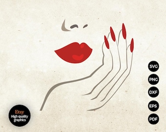 Elegant Face and Hand Line Art Digital Design | DIY SVG for Cricut & Silhouette Crafts