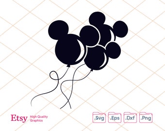Three Mouse Balloons SVG Mouse SVG, Customize Gift Svg, Family Vacation SVG,  Vinyl Cut File, Svg, Pdf, Jpg, Png, Ai Printable Design Files