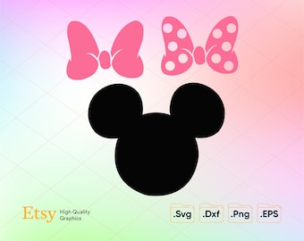 Minnie Mouse Svg, Minnie Mouse Head Svg, Minnie Mouse Clipart, Cutting Files for Cricut Silhouette, Instant Download
