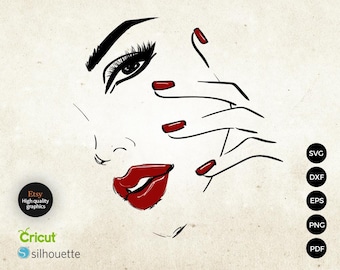 Elegant Face and Hand Line Art Digital Design | DIY SVG for Cricut & Silhouette Crafts