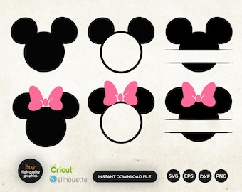 Minnie Mouse Svg, Minnie Mouse Head Svg, Minnie Mouse Clipart, Cutting Files for Cricut Silhouette, Instant Download