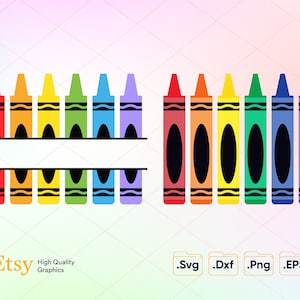 May include: A set of ten colorful crayons in a rainbow pattern. The crayons are arranged in two rows of five. The crayons are on a white background with a light pink and blue gradient.