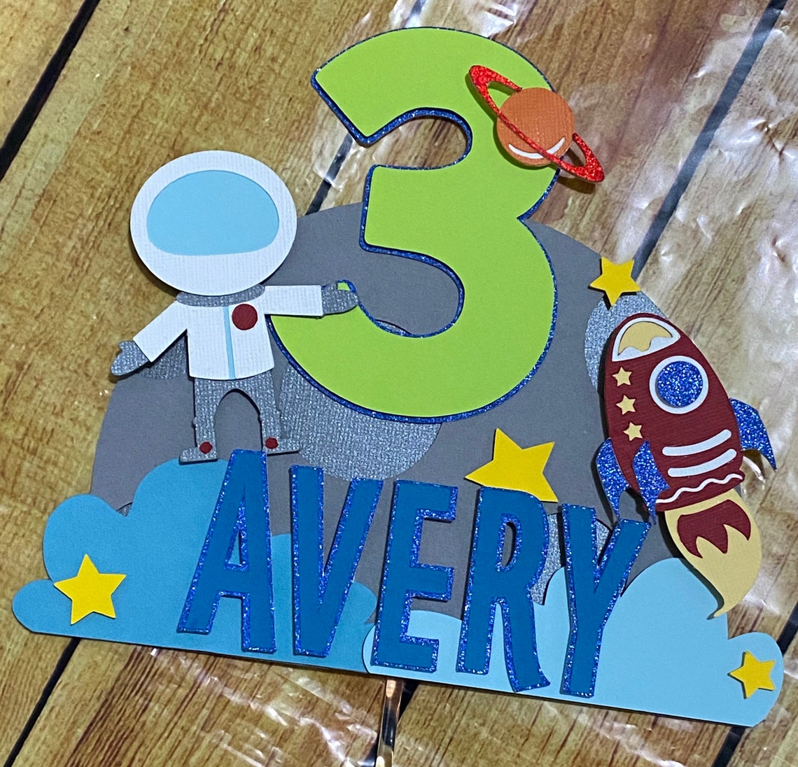 Outer space cake topper Astronaut rocket ship cake topper | Etsy