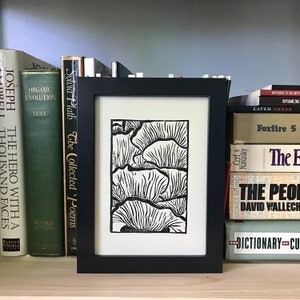 Pleurotes à l'encre noire - Impression lino