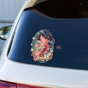 Punk Rock Tattoo Princess JASMINE Aladdin - Full Color Vinyl Decal Sticker - Vehicle, Car, Laptop, Locker, Phone, Cups, Tumblers and More.