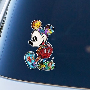 Retro Mickey Characters Filled - Full Color Vinyl Decal Sticker - Vehicle, Car, Laptop, Locker, Phone, Cups, Tumblers and More.
