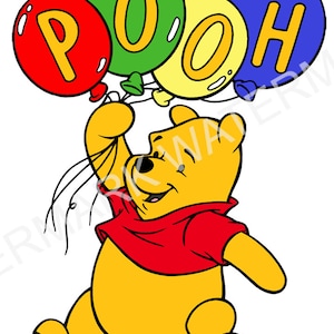 Winnie Pooh Balloons Characters Heat Transfer Vinyl or Sublimation