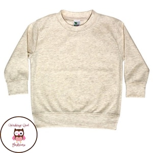 Sublimation Blanks - Baby / Toddler / Youth Oatmeal Long Sleeve LIGHTWEIGHT Pullover Poly/Cotton Blend