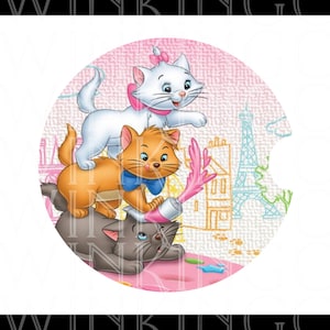 Aristocats Marie Character Car Coaster Template Sublimation Print Graphic INSTANT DOWNLOAD PNG File