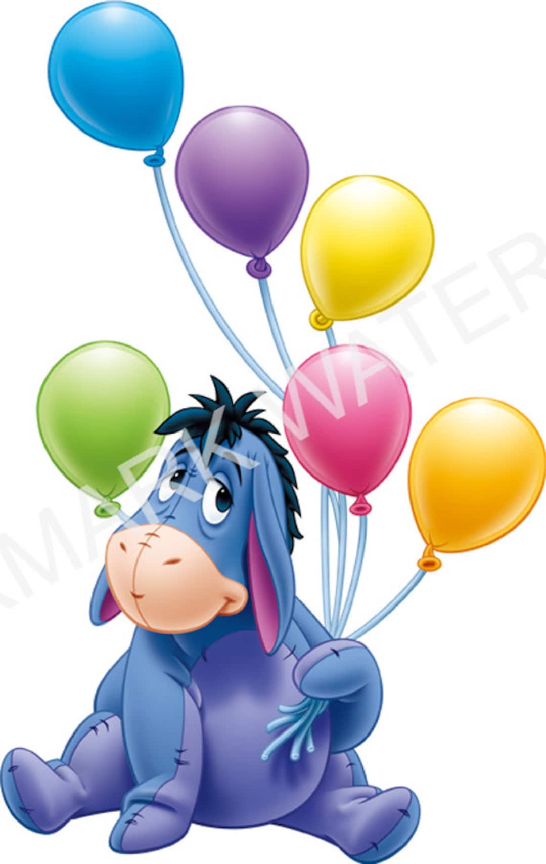 EEYORE Birthday Balloons Characters Heat Transfer Vinyl or Sublimation
