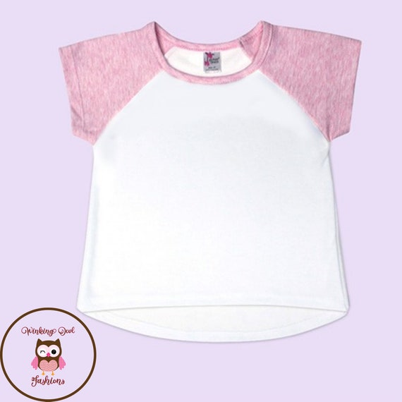 pink and white raglan toddler shirt