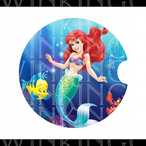 Ariel Little Mermaid Character Car Coaster Template Sublimation Print Graphic INSTANT DOWNLOAD PNG File