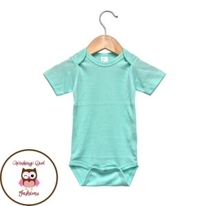 Sublimation Blanks - Infant Baby Short Sleeve Bodysuit Mint Poly/Cotton Blend