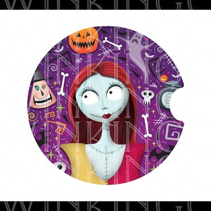 Nightmare Christmas Jack Sally Characters Car Coaster Template Sublimation Print Graphic INSTANT DOWNLOAD PNG File
