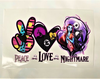 Peace Love Nightmare Jack Sally Characters Heat Transfer Vinyl or Sublimation Printed Design
