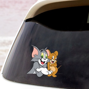 Vintage Retro Cartoon Tom Jerry Cat Mouse - Full Color Vinyl Decal Sticker - Vehicle, Car, Laptop, Locker, Phone, Cups, Tumblers and More.