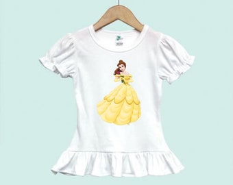 Belle Beauty Beast Princess Toddler Baby Infant Youth Ruffle/Flutter Sleeve T-Shirt/Tank Top