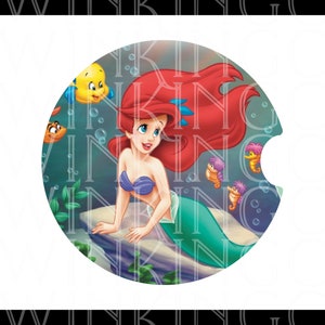 Ariel Little Mermaid Character Car Coaster Template Sublimation Print Graphic INSTANT DOWNLOAD PNG File