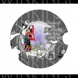 Nightmare Christmas Jack Sally Characters Car Coaster Template Sublimation Print Graphic INSTANT DOWNLOAD PNG File