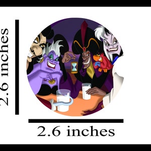 Cartoon Parks Vacation Evil Villain Group Ursula Jafar Print Sublimation Sandstone Ceramic Car Coaster