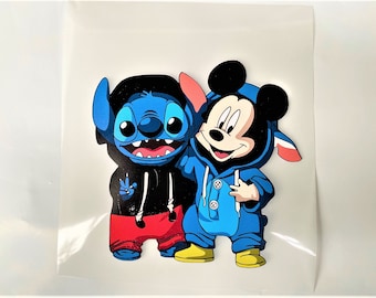 Mickey and Stitch Characters Heat Transfer Vinyl or Sublimation Printed Design