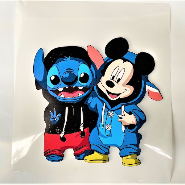 Mickey and Stitch Characters Heat Transfer Vinyl or Sublimation Printed Design