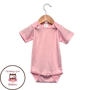 Sublimation Blanks - Infant Baby Short Sleeve Bodysuit Pink Poly/Cotton Blend