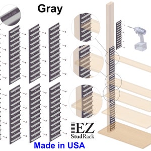 Made in USA EZStudRack Shelving System- 8 Pack (4 Pair) of EZStudRacks (USA) to Make the Perfect Wall Storage Rack