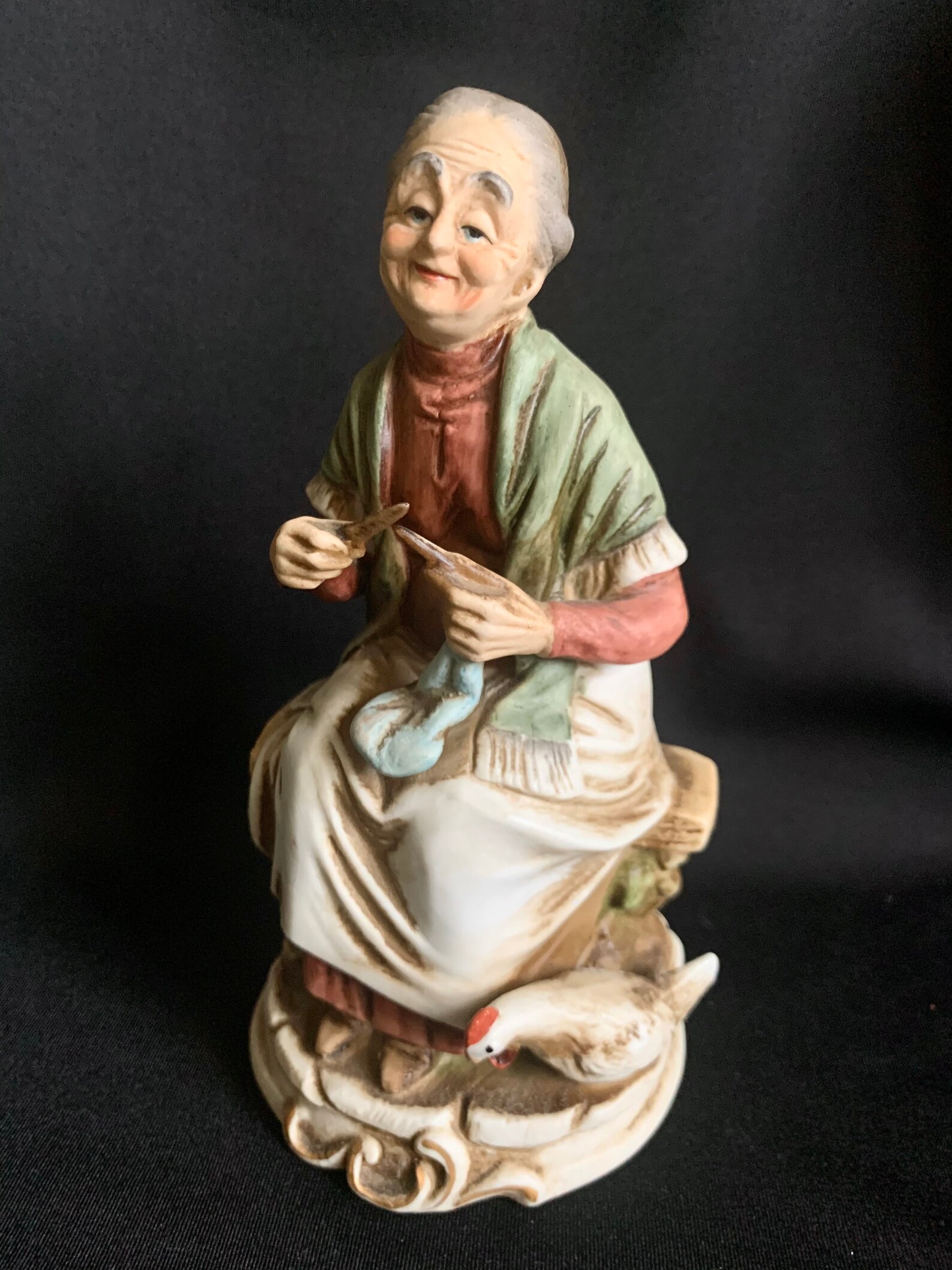 Vintage NAPCOWARE Porcelain Figurine Old Woman Knitting Etsy