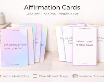 200 positive Affirmationskarten | Affirmationen | Ruhe, Selbstliebe, Fülle, Wachstum, Vertrauen Karten | Druckbare PDF Set