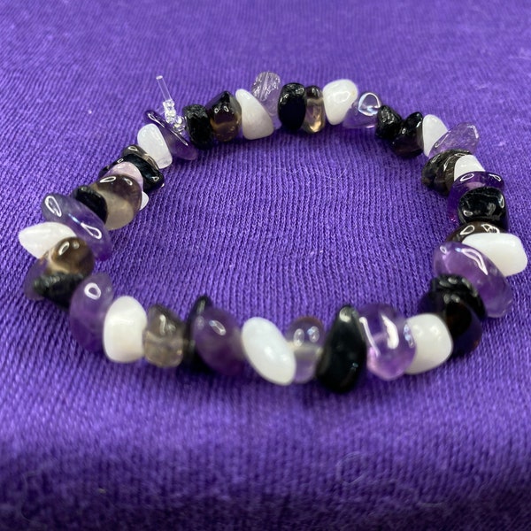 Asexual Pride Stretch Bracelet W/ Genuine Crystals, Ace Pride Bracelet, Gender Neutral Bracelet, Gift for Asexual, Gift for Ace