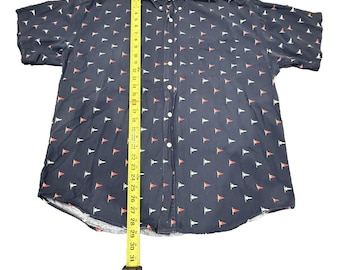 Vintage Chaps Ralph Lauren Yacht Flags Print Button Down Shirt Blue Size XL