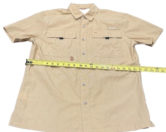 Eddie Bauer Medium Classic Fit Long Sleeve Button Shirt Tan Utility