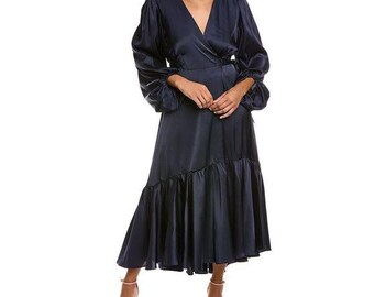 Hutch Womens Robyn Wrap Dress, Blue Medium With Rope Belt