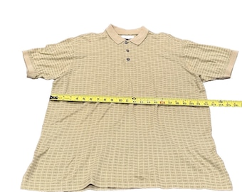 Vintage 70s Cotton Traders Men's Small 2-Ply Mercerized Cotton Polo Shirt Tan S