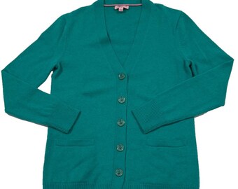 Pull cardigan 100 % cachemire Lilly Pulitzer Small Vert bleu sarcelle boutonné