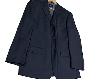 Nautica Men's 100% Wool Blazer 44L Navy Blue 3 Button Classic Sport Coat