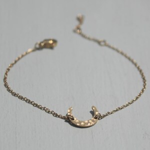 GOLD CRESCENT MOON Bracelet Vintage style 18k Gold, Lunar Celestial