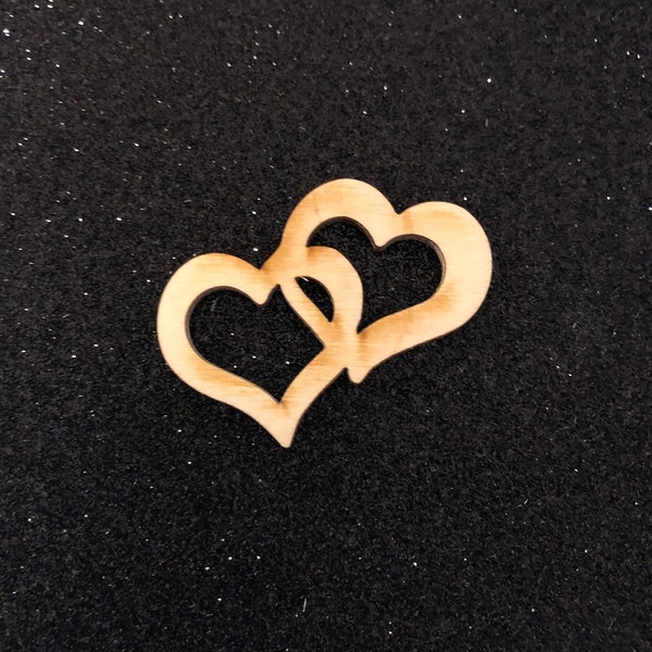 Double hearts laser wood shaped cut out - unfinished