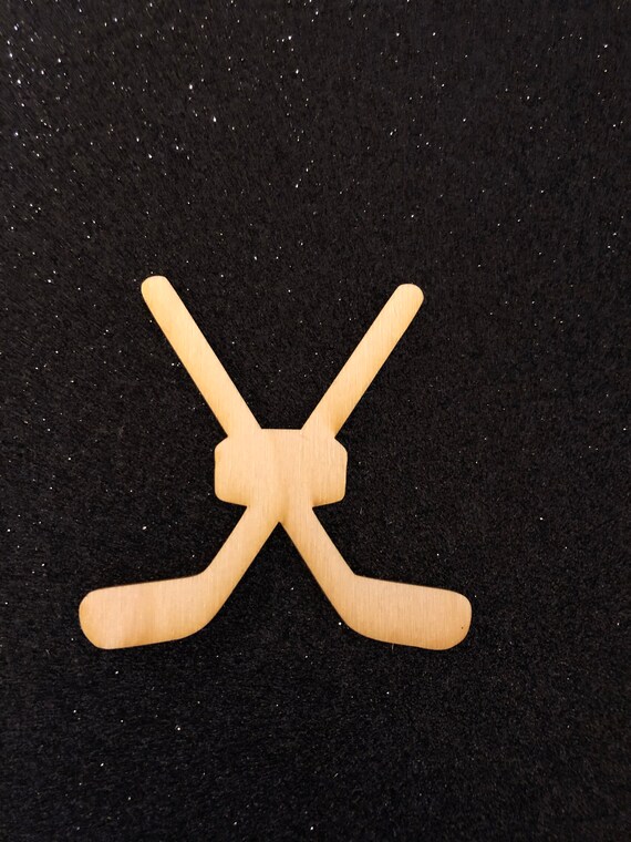 Hockey stick with puck laser wood shaped cut out unfinished Etsy