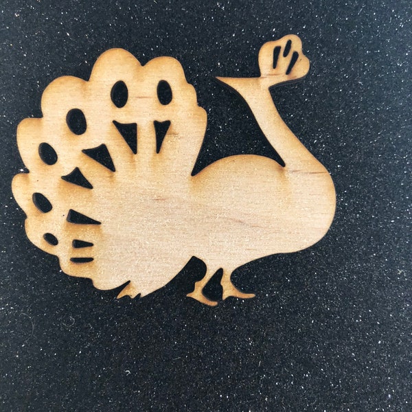 Peacock laser wood shaped cut out - unfinished